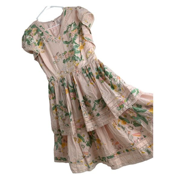 Sold Out Rachell Parcell Tiered Ruffle Sleeve Dot Floral Dress Size M NWT 7150 - Picture 3 of 15